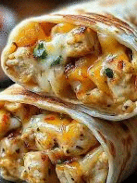 Cheesy Garlic Chicken Wraps Recipe