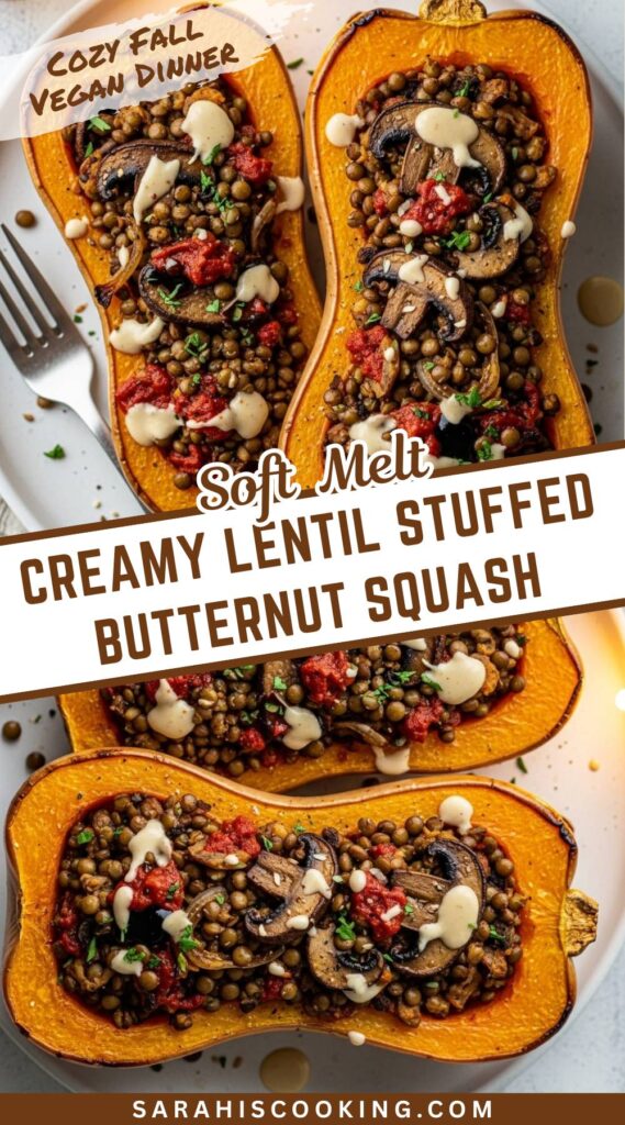 Creamy Lentil Stuffed Butternut Squash Recipe