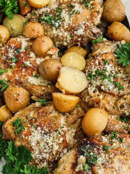 Garlic Parmesan Crockpot Chicken and Potatoes Recipe