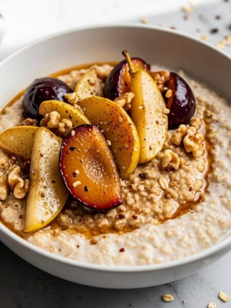 Winter Spiced Oatmeal with Roasted Fruit Recipe