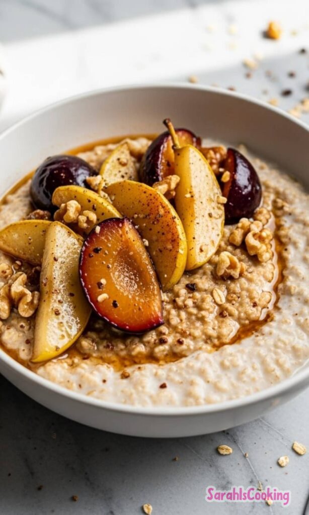 Winter Spiced Oatmeal with Roasted Fruit Recipe
