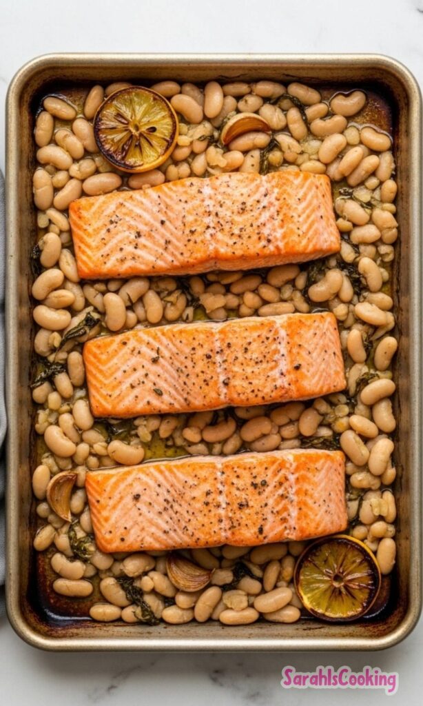Sheet Pan Salmon with White Beans Recipe