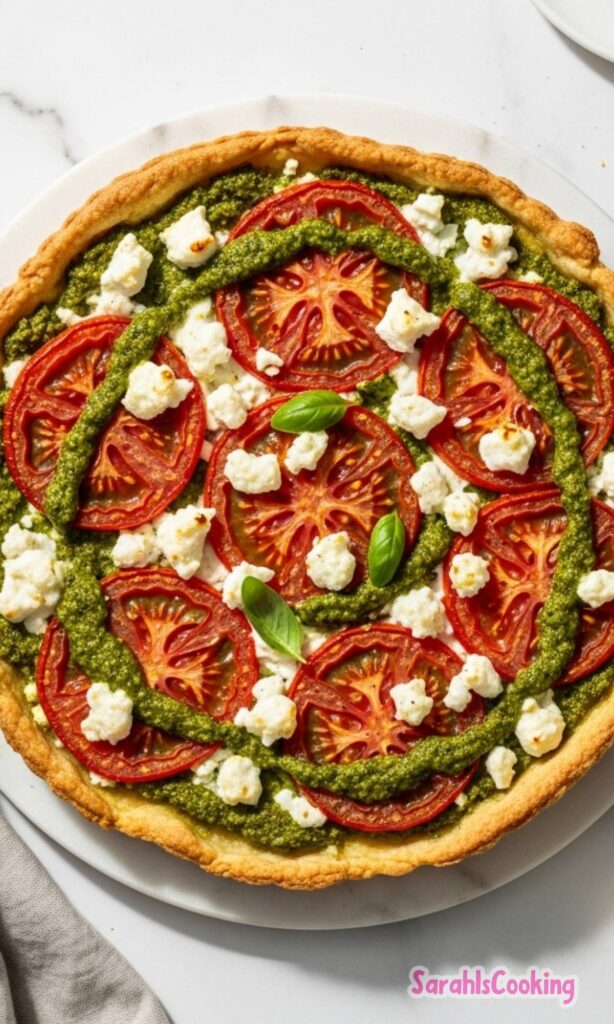 Tomato Tart with Pesto and Feta Recipe