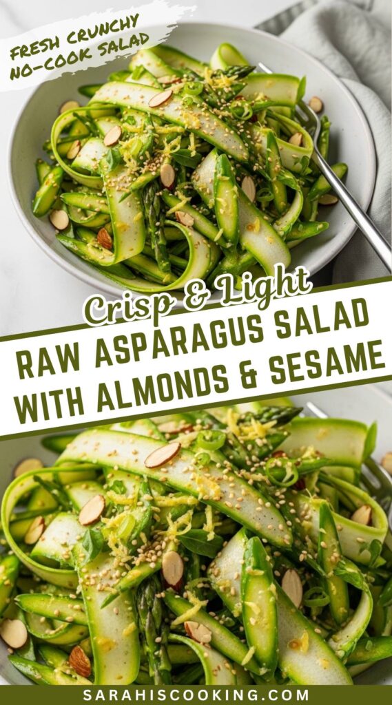 Raw Asparagus Salad with Almonds and Ginger Sesame Dressing