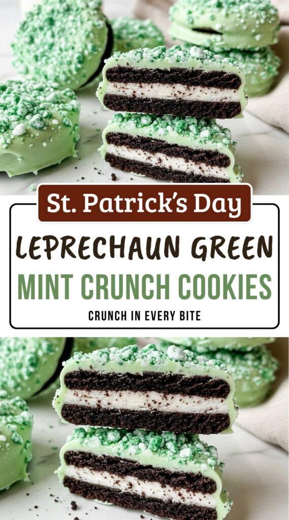 Leprechaun Green Mint Crunch Cookies with Chocolate and Crispy Bites