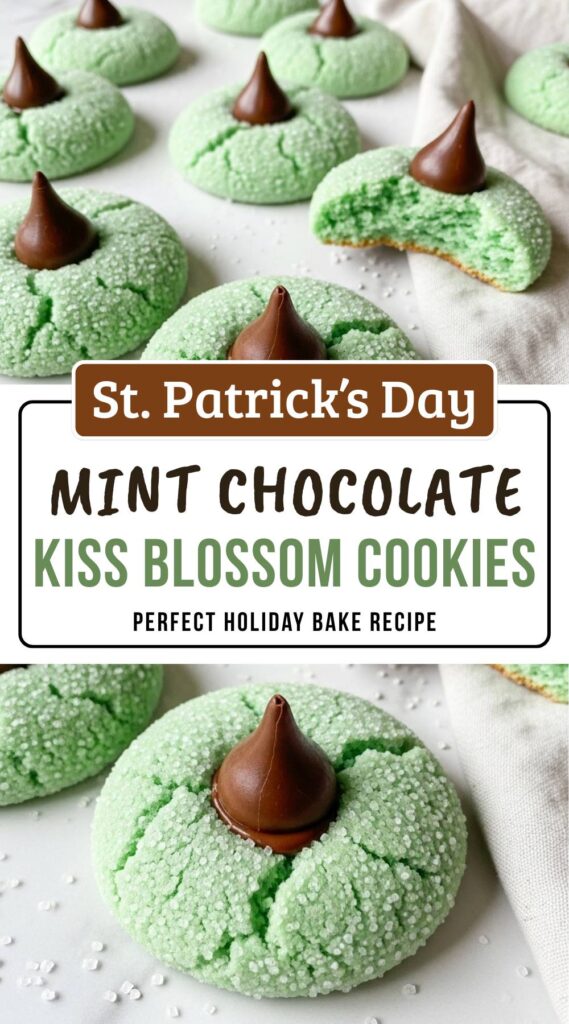 Mint Chocolate Kiss Blossom Cookies Soft Festive Holiday Treat