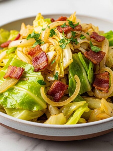 Stir Fried Cabbage with Crispy Bacon and Onions Recipe
