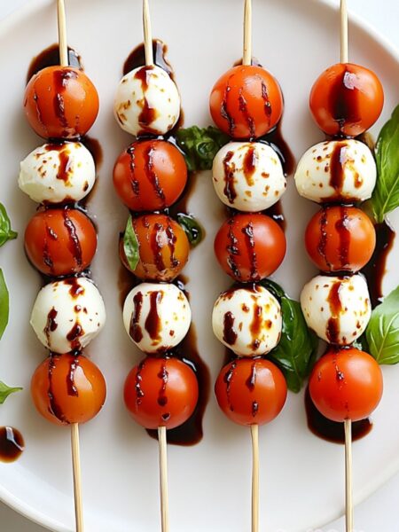 Caprese Skewers with Balsamic Drizzle