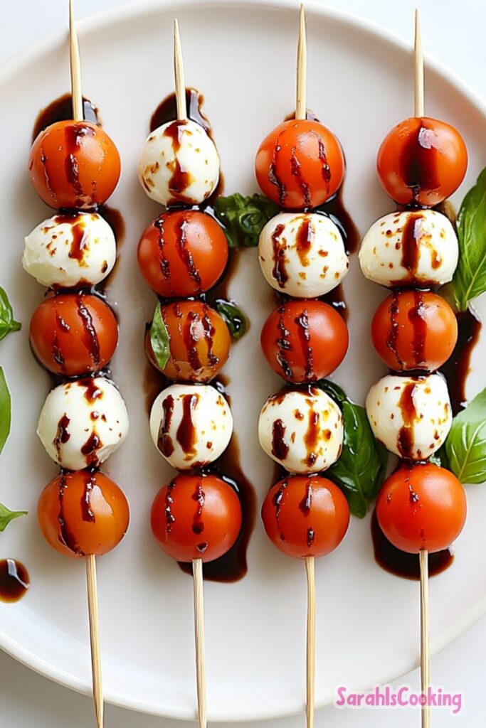Caprese Skewers with Balsamic Drizzle