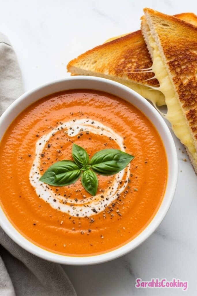 Easy Creamy Tomato Soup with Grilled Cheese Recipe