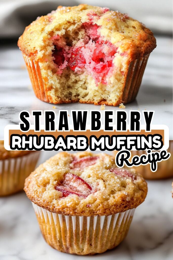 Strawberry Rhubarb Muffins That Stay Soft and Moist